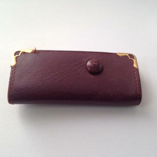 Authentic, Rare, Cartier Burgundy Leather 4 Hooks Key Case 3.5in x 2in