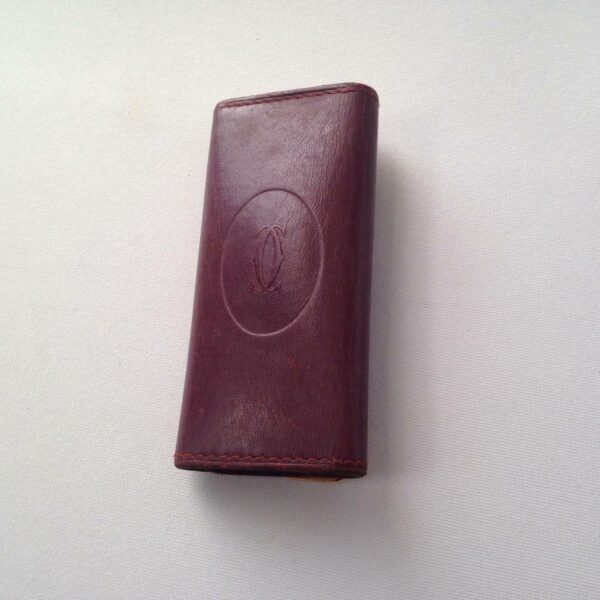 Authentic, Rare, Cartier Burgundy Leather 4 Hooks Key Case 3.5in x 2in