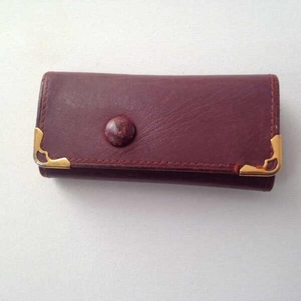 Authentic, Rare, Cartier Burgundy Leather 4 Hooks Key Case 3.5in x 2in