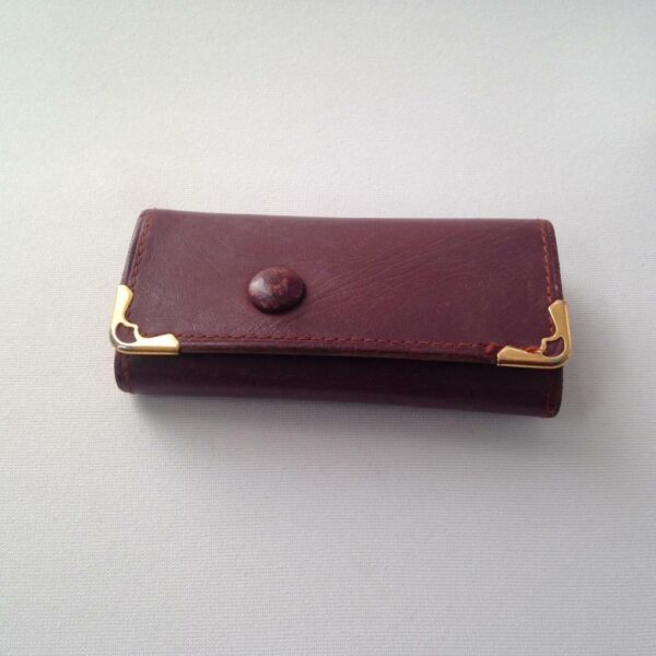 Authentic, Rare, Cartier Burgundy Leather 4 Hooks Key Case 3.5in x 2in