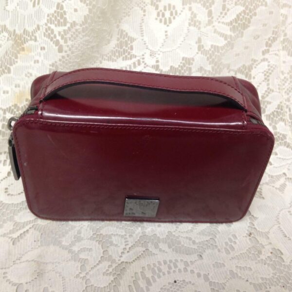 Celine, Burgundy Leather 2-way Cosmetic Pouch-Crossbody 6.5in x 4in x 2.5in