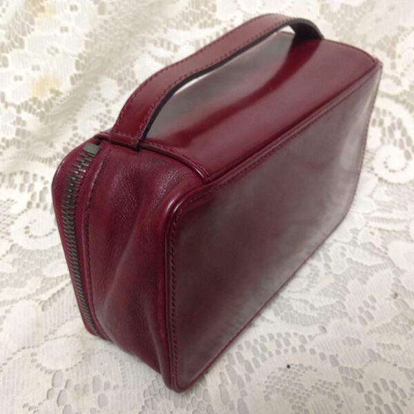 Celine, Burgundy Leather 2-way Cosmetic Pouch-Crossbody 6.5in x 4in x 2.5in