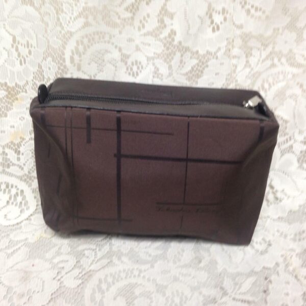 Ferragamo Brown Coated Canvas Cosmetic Pouch 8in x6in x 2.5in