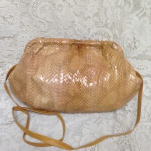 Vintage, Genuine Beige-Yellow Snakeskin Leather Clutch Shoulder bag 14in x 7.5in