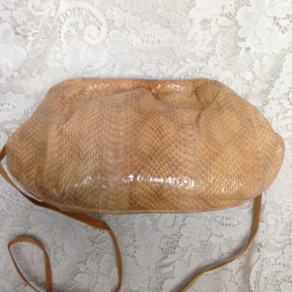 Vintage, Genuine Beige-Yellow Snakeskin Leather Clutch Shoulder bag 14in x 7.5in