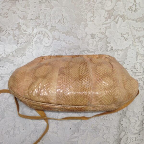 Vintage, Genuine Beige-Yellow Snakeskin Leather Clutch Shoulder bag 14in x 7.5in