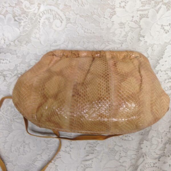 Vintage, Genuine Beige-Yellow Snakeskin Leather Clutch Shoulder bag 14in x 7.5in