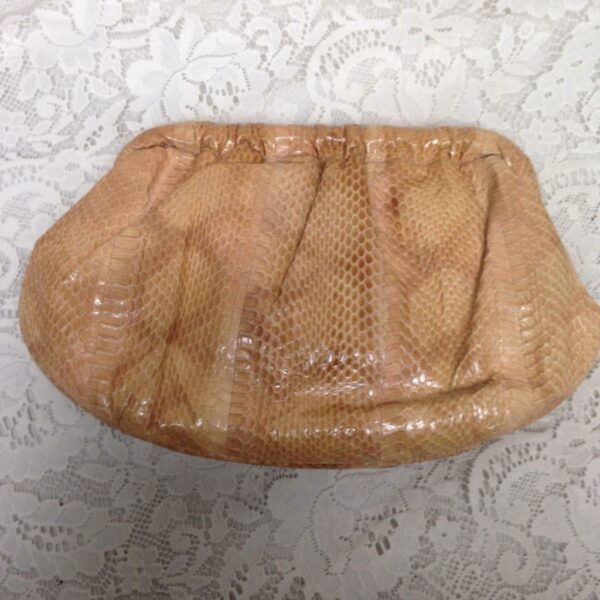 Vintage, Genuine Beige-Yellow Snakeskin Leather Clutch Shoulder bag 14in x 7.5in