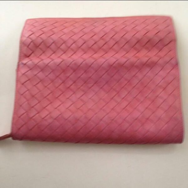 Authentic Bottega Veneta Pink Leather Bifold Long Wallet 7.5in x 4.5in