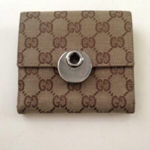 Authentic, Gucci Brown Mono Canvas Compact Bi-fold Wallet 4.5in x 4.5in