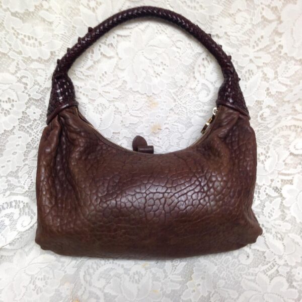 Authentic Fendi, Italy, Brown Leather Spy Purse Handbag, 15in x 9in x 4in