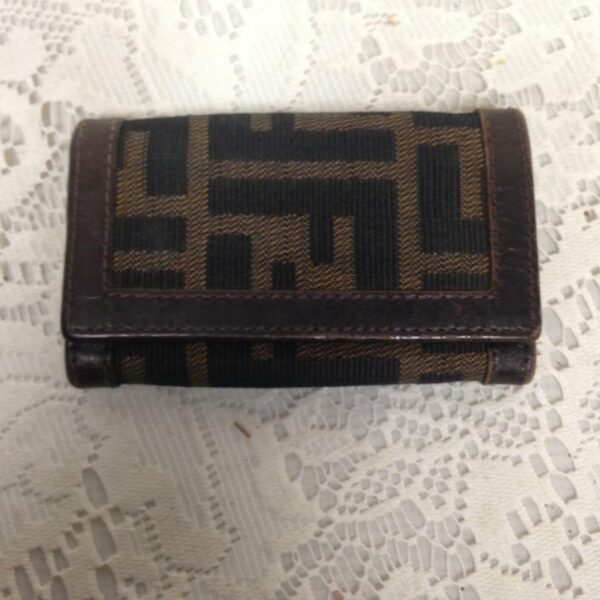 Authentic Fendi Zucca Pattern 4 Hooks Key Case ( 3.75in x 2.25in) (T0621) This