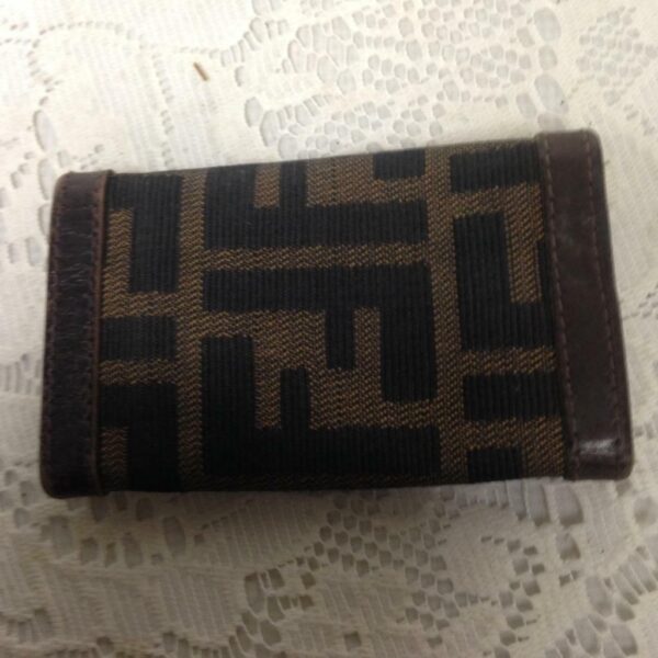 Authentic Fendi Zucca Pattern 4 Hooks Key Case ( 3.75in x 2.25in) (T0621) This