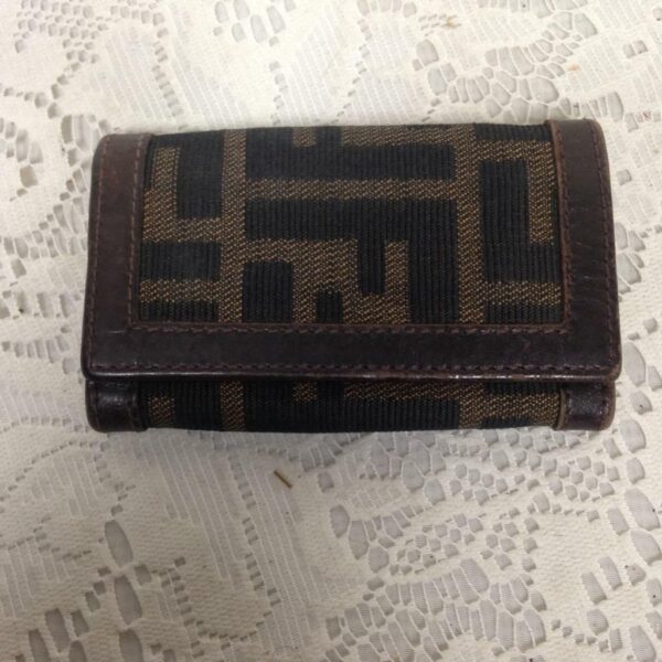 Authentic Fendi Zucca Pattern 4 Hooks Key Case ( 3.75in x 2.25in) (T0621) This