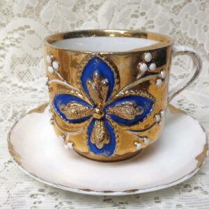 Antique, Rare, German, Handcrafted, Gilded Cup and Saucer