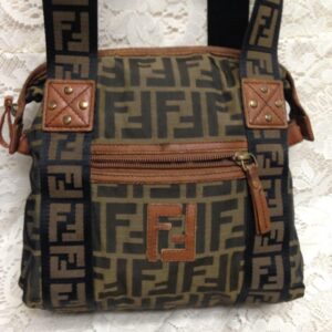 Vintage Fendi Zucca Coated Canvas Hand Bag 9n x 8in x 5in