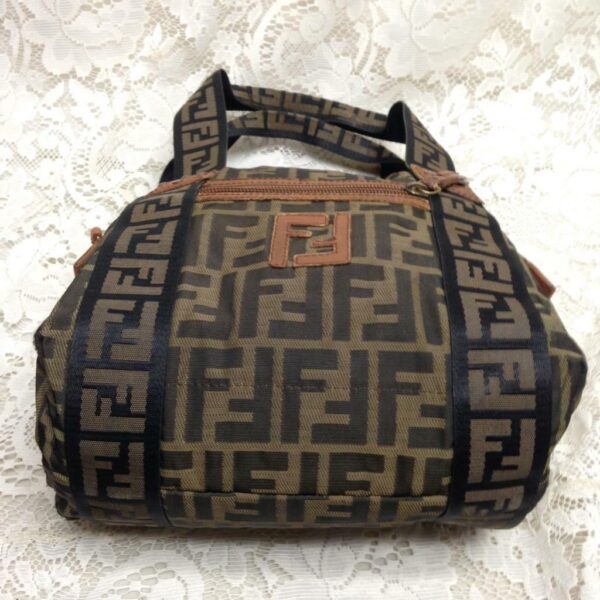 Vintage Fendi Zucca Coated Canvas Hand Bag 9n x 8in x 5in