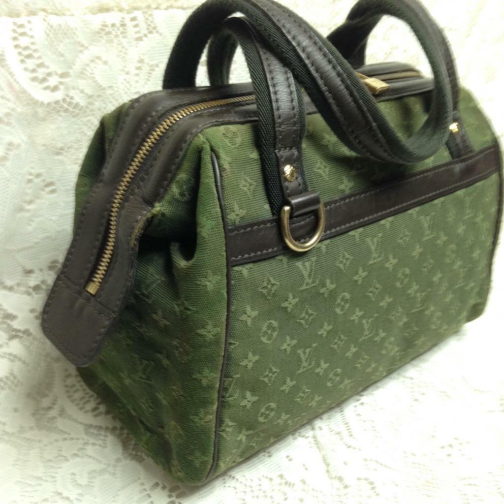 Louis Vuitton, Mini Lin Green Josephine PM Handbag 10.5in x 7.5in x 4.5in