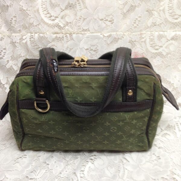 Louis Vuitton, Mini Lin Green Josephine PM Handbag 10.5in x 7.5in x 4.5in