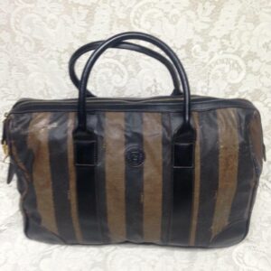 Fendi, Pequin Stripes PVC Carry On Duffle Bag 15in x 11in x 6in