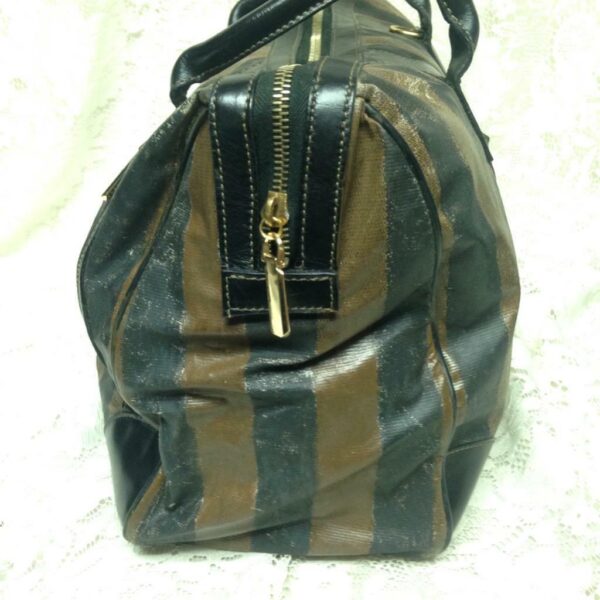 Fendi, Pequin Stripes PVC Carry On Duffle Bag 15in x 11in x 6in