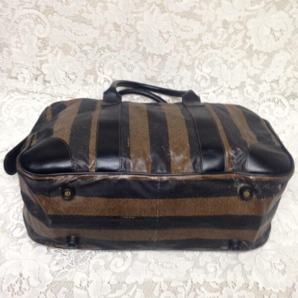 Fendi, Pequin Stripes PVC Carry On Duffle Bag 15in x 11in x 6in