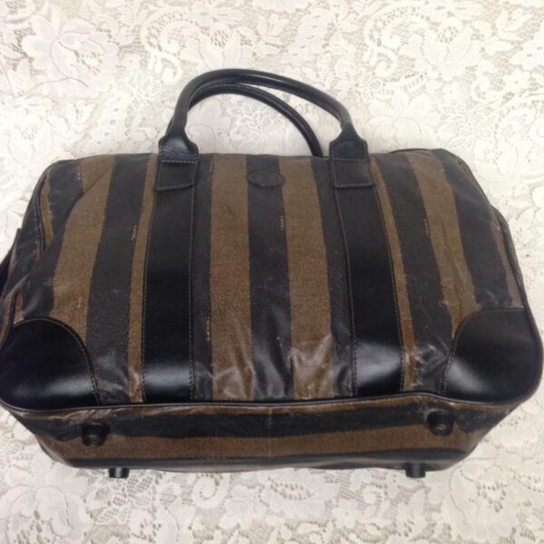 Fendi, Pequin Stripes PVC Carry On Duffle Bag 15in x 11in x 6in