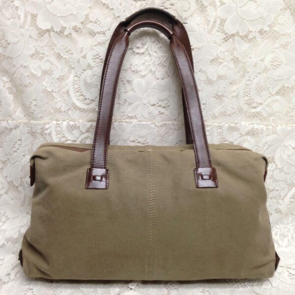 Vintage Gucci Khaki Brown Leather Trim Shoulder Bag 14in x 9in x 5in