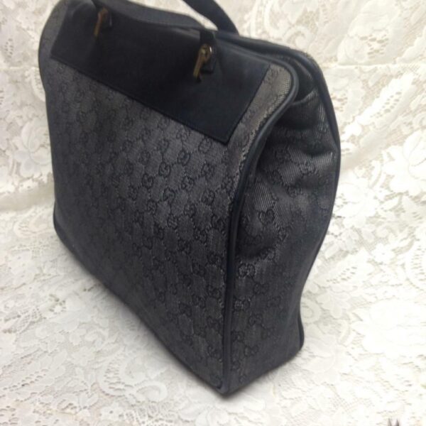 Vintage Gucci Italy, Black Mono Large Shoulder Bag 14in x 13in x 4in