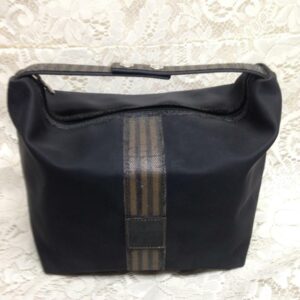 Fendi, Rare, Black Nylon-Pequin Stripes Carry-on Pouch- 8in x 8in x 6in