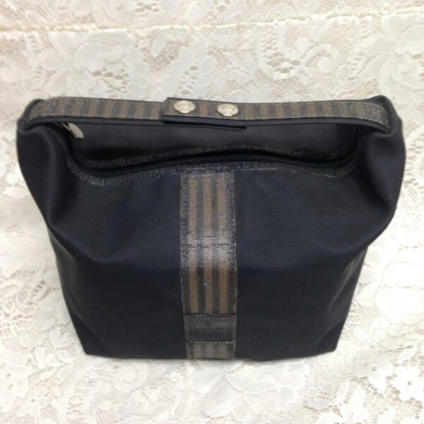 Fendi, Rare, Black Nylon-Pequin Stripes Carry-on Pouch- 8in x 8in x 6in