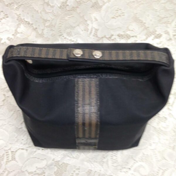 Fendi, Rare, Black Nylon-Pequin Stripes Carry-on Pouch- 8in x 8in x 6in