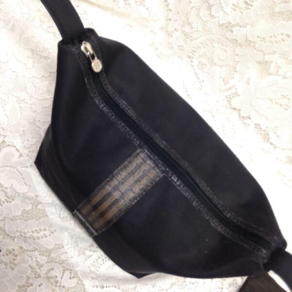 Fendi, Rare, Black Nylon-Pequin Stripes Carry-on Pouch- 8in x 8in x 6in