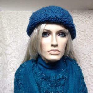 Stunning, Fits All, Teal or Aquamarine Knitted Hat and Scarf Set