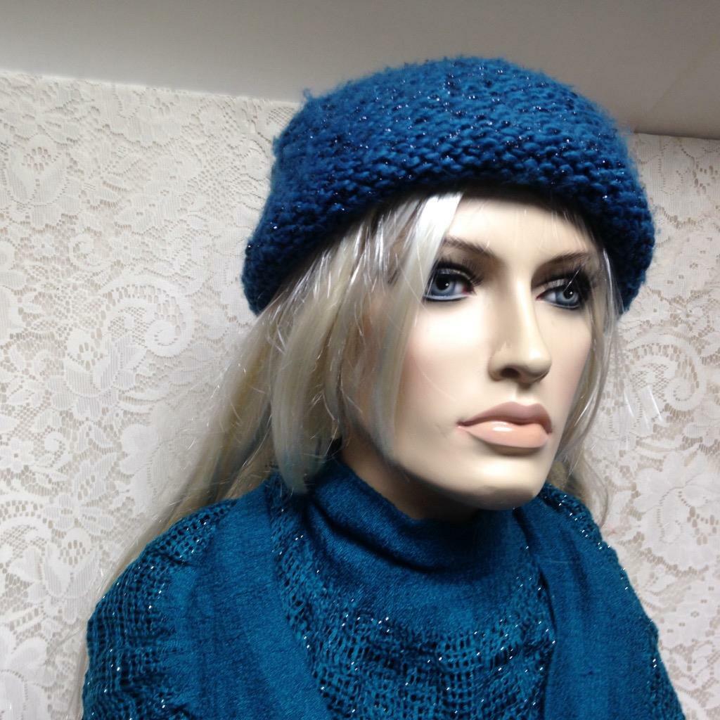 Stunning, Fits All, Teal or Aquamarine Knitted Hat and Scarf Set