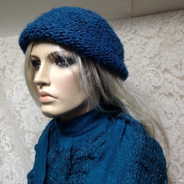 Stunning, Fits All, Teal or Aquamarine Knitted Hat and Scarf Set