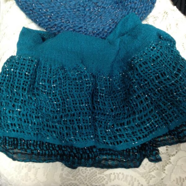 Stunning, Fits All, Teal or Aquamarine Knitted Hat and Scarf Set