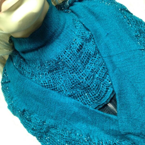 Stunning, Fits All, Teal or Aquamarine Knitted Hat and Scarf Set