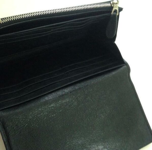 Balenciaga Black, Silver Studded Long Bi-fold Wallet 7.5in x 4in