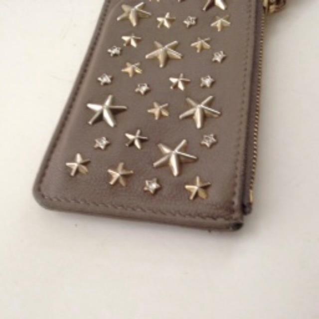 Jimmy Choo Brown Leather-Silver Star Coin-Key Case 4.5in x 3in