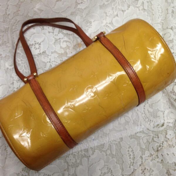 Louis Vuitton Yellow Vernis Papillon Hand Bag 12in L x 6in D