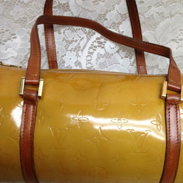 Louis Vuitton Yellow Vernis Papillon Hand Bag 12in L x 6in D