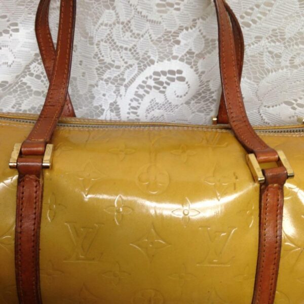 Louis Vuitton Yellow Vernis Papillon Hand Bag 12in L x 6in D