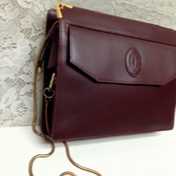 Cartier Burgundy Leather Clutch-Crossbody 10.5in x 8in x 3in