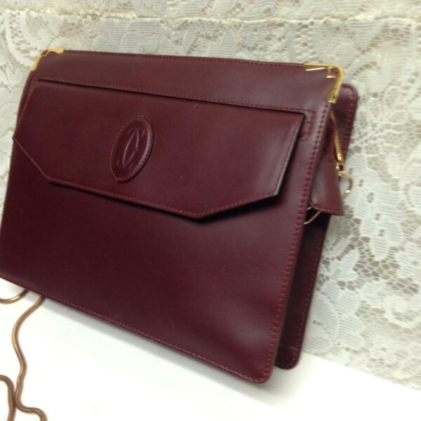 Cartier Burgundy Leather Clutch-Crossbody 10.5in x 8in x 3in