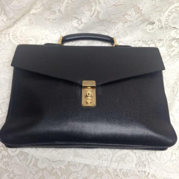 Vintage, Authentic Chanel Uni-sex Black Leather Briefcase 15in x 11in x 2in