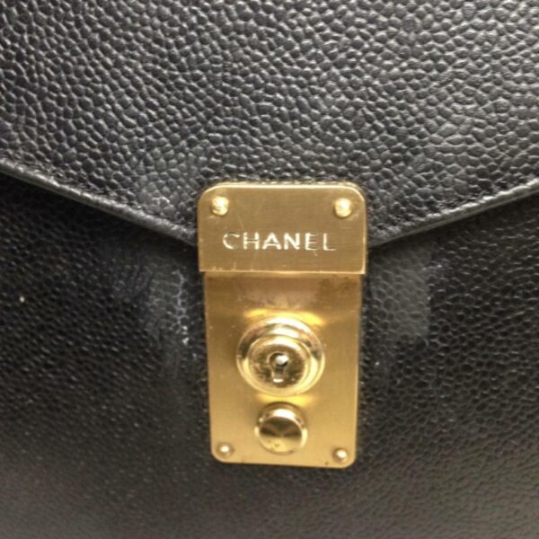 Vintage, Authentic Chanel Uni-sex Black Leather Briefcase 15in x 11in x 2in