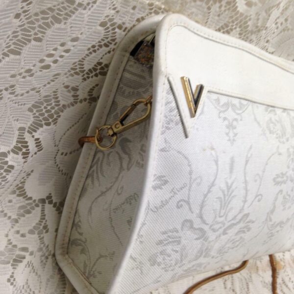 Mario Valentino White Jacquard Clutch Crossbody 11in x 8in x 2.5in