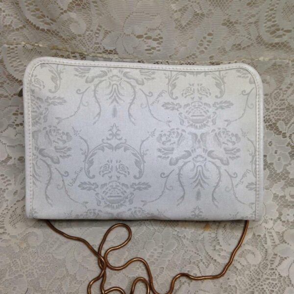 Mario Valentino White Jacquard Clutch Crossbody 11in x 8in x 2.5in