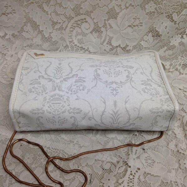 Mario Valentino White Jacquard Clutch Crossbody 11in x 8in x 2.5in